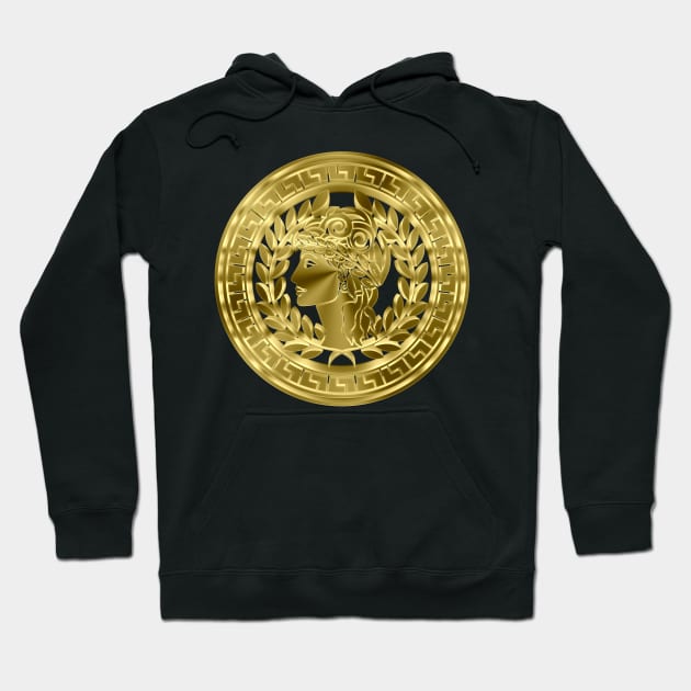 Gold Aesthetic Greek Logo Design Hoodie by DankFutura